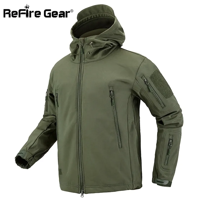 ReFire Gear Camuflaje Chaqueta Militar Hombres Impermeable Soft