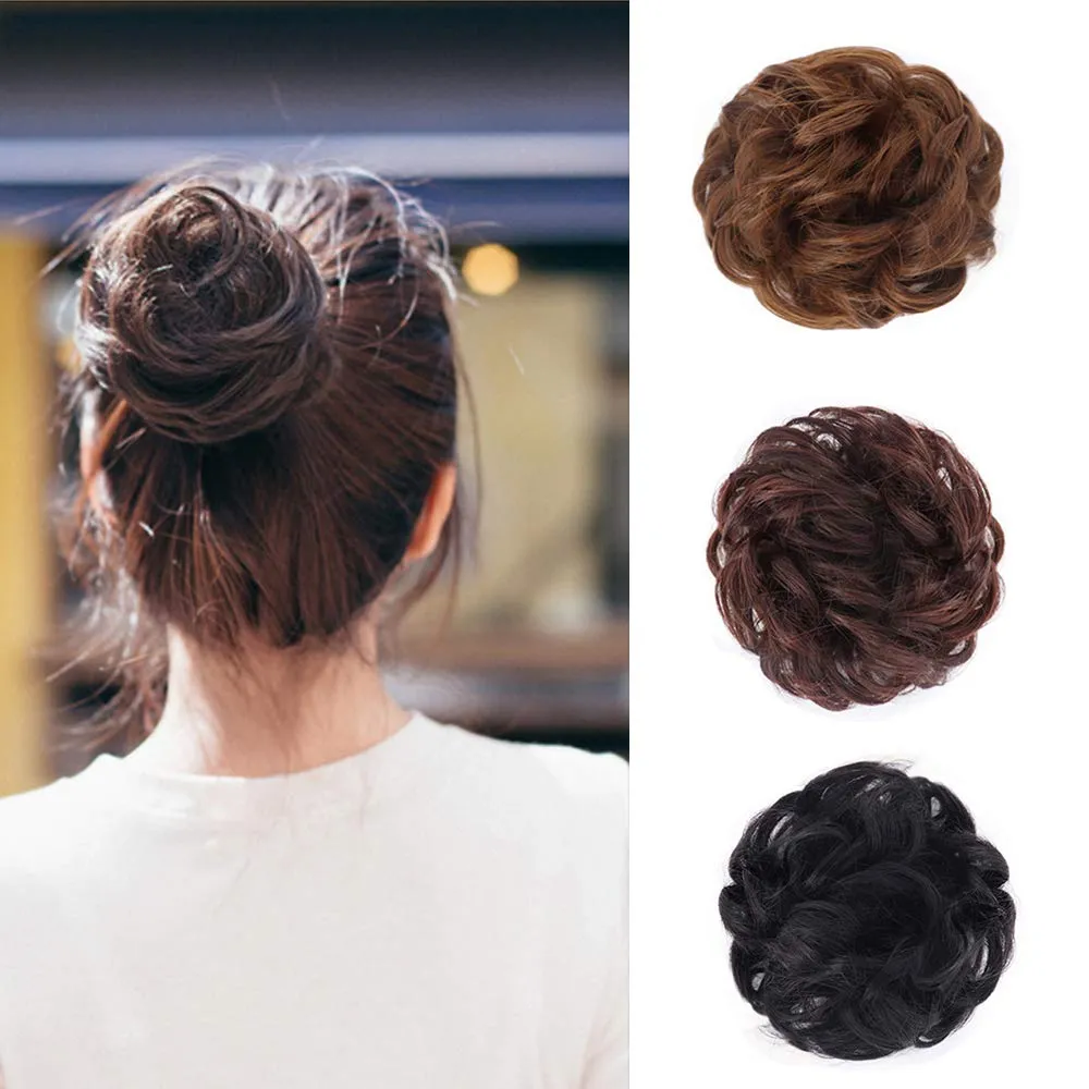 1 adet İnsan Saç Dağınık Bun Hairpieces DIY Wrap Etrafında Rusto Uzatma At Kuyruğu Makinesi Scrunchie Hairband Kadınlar için