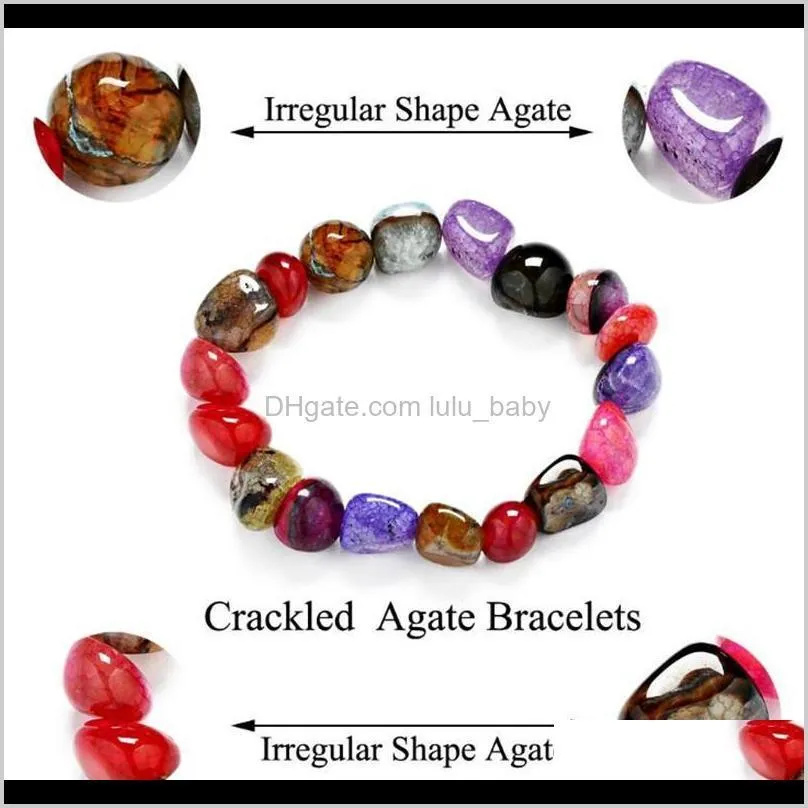 new fashion natural stone bracelets for women men irregular shape quartzs beaded yoga bracelets pulseira masculina crackled agate