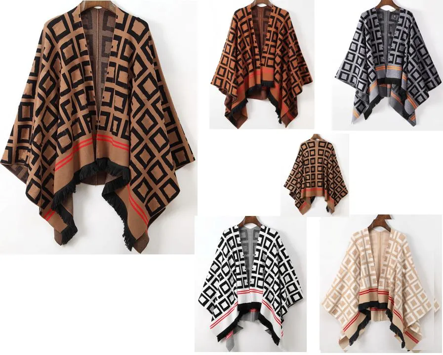 Projektant Luksusowy nowy ubrania SWEATER KOSIENIOWY JUBIE Zimowy swetra z l logo Kobiety grube ciepłe w kratę Poncho Wrap Plus Rozmiar marki