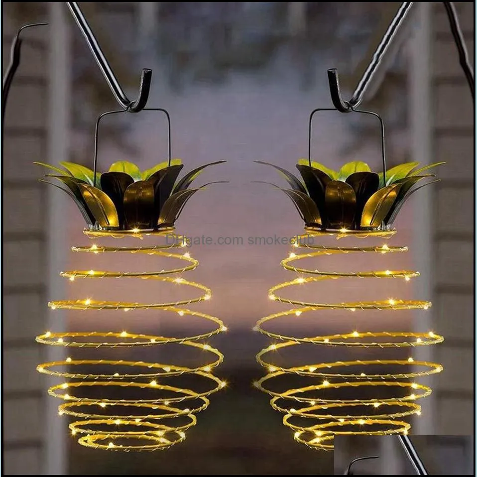 Décorations Fournitures de fête Accueil Gardenpine Lumières Lampes à cordes Lampe solaire suspendue imperméable à l'eau Cam de passerelle de jardin avec poignée de Noël