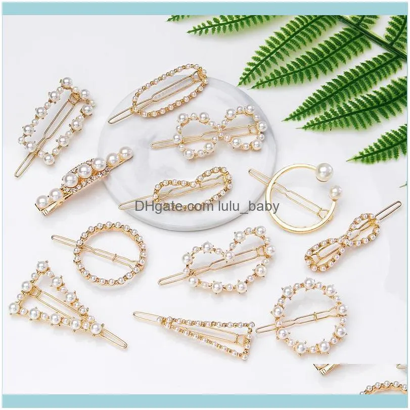 Hair Jewelryhair Clips & Barrettes Korea Imitiation Pearl For Women Geometric Heart Round Shape Hairpin Simple Aessories Jewelry Drop Delive
