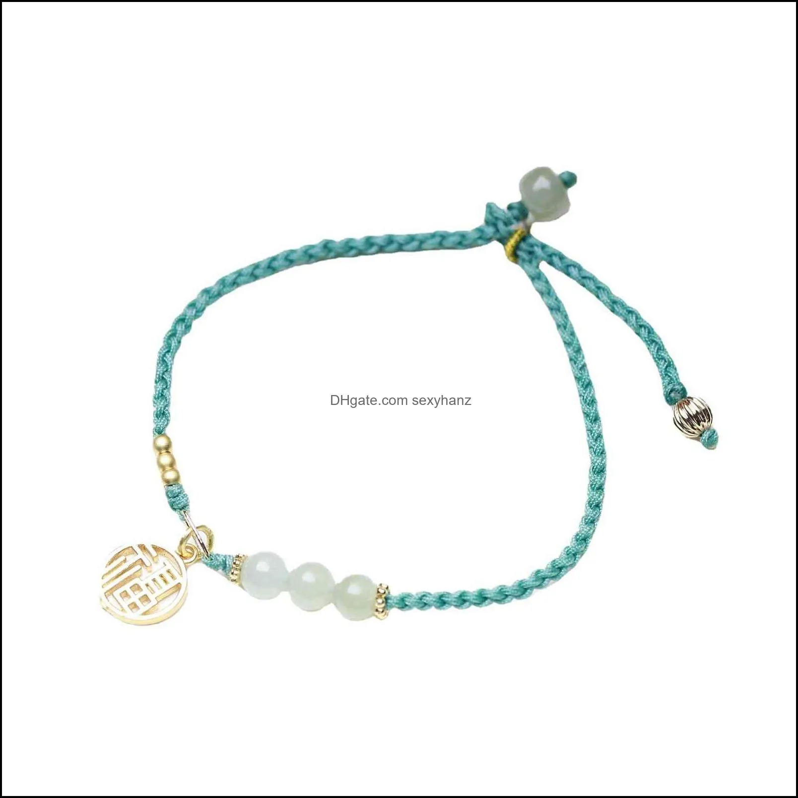 Bracelets bracelet Hotan Natural jade hand rope cartoon rabbit lotus root slice Qingshui yuanzhufu brand women`s single hand woven