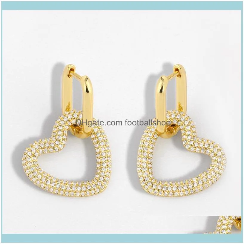 Designers 2021 new geometric double ring lock women`s Diamond simple hip hop Earrings eru13