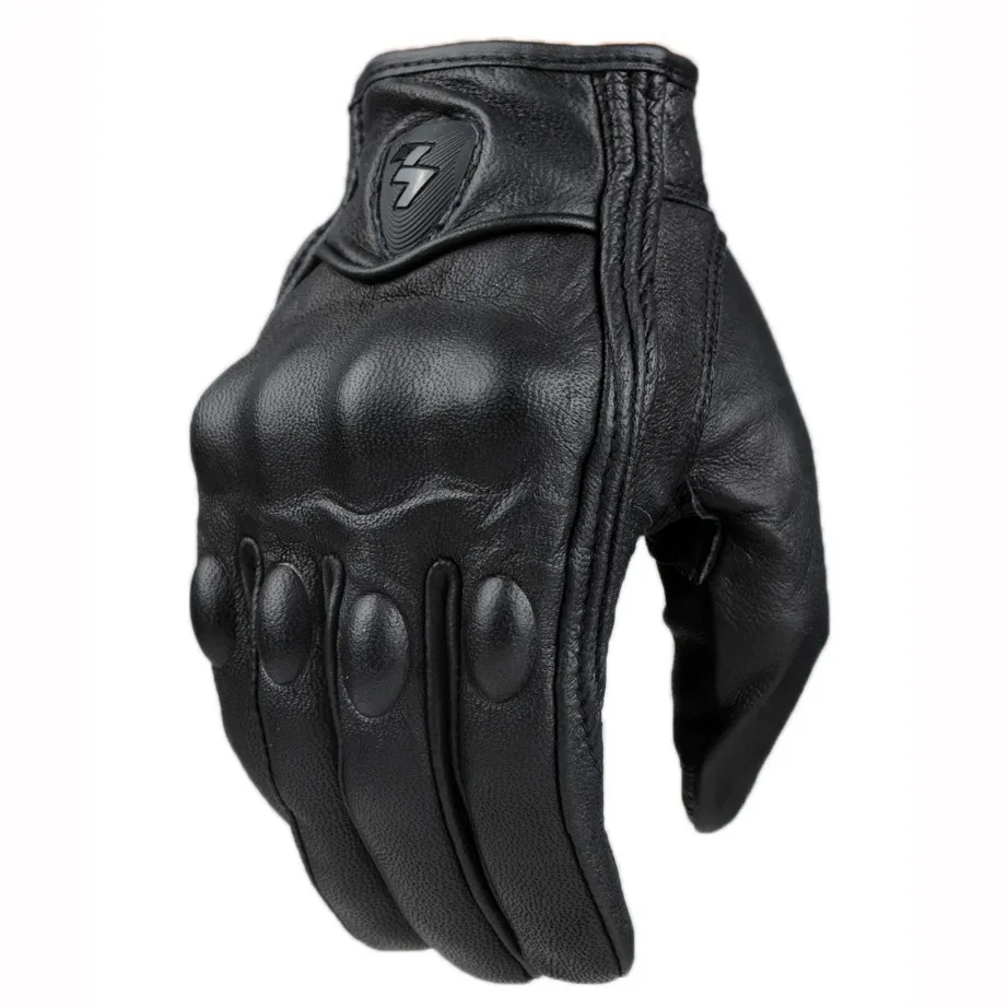 دراجة نارية قفازات الدعاوى المثقبة شارع الجلود غانتين موتو الأسود M / L / XL Luvas de Motocicleta