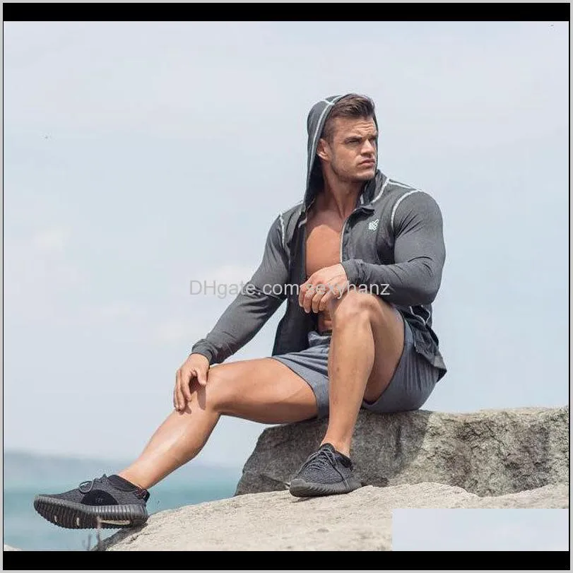 autumn men zipper thin sweatshirt hoodies man bodybuilding workout hooded jacket male gyms fitness jogger tops clothing