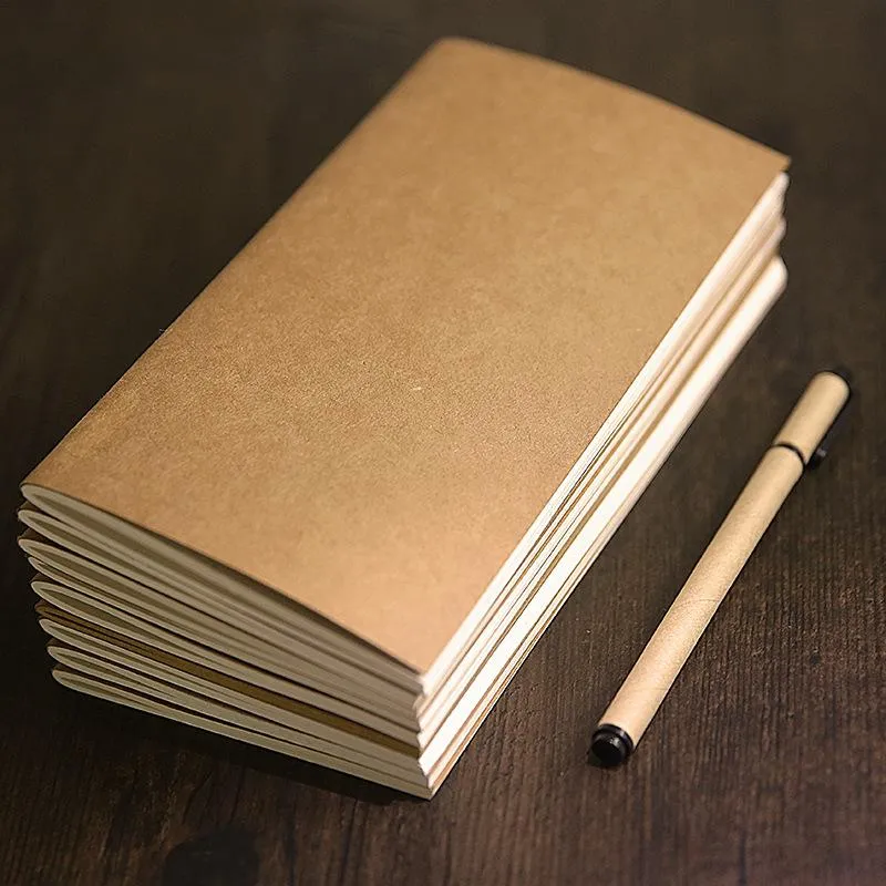 wholesale 8.8X15.5CM paper notebook blank notepad book vintage soft copybook daily memos Kraft cover journal notebooks notepad