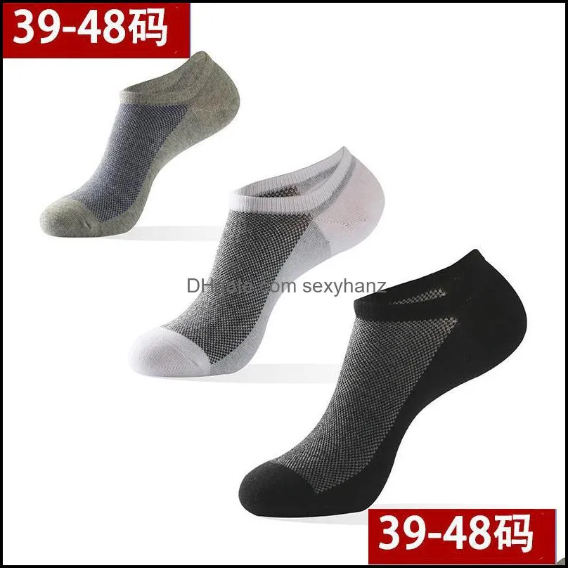 Men`s Socks 5 Pairs Mens Boat Cotton No Show Coton Ankle Man Invisivel Thin Est Big For Men Plus Size 44 - 48