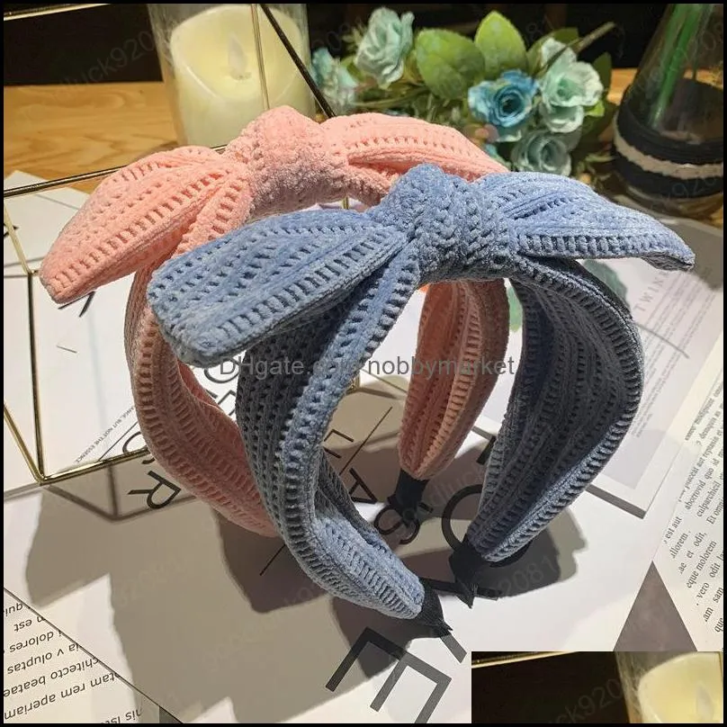 Winter Warm Knitted Headbands For Women Girls 2021 Fashion Bow Knotted Hairbands Hair Hoop Female Hair Accessories