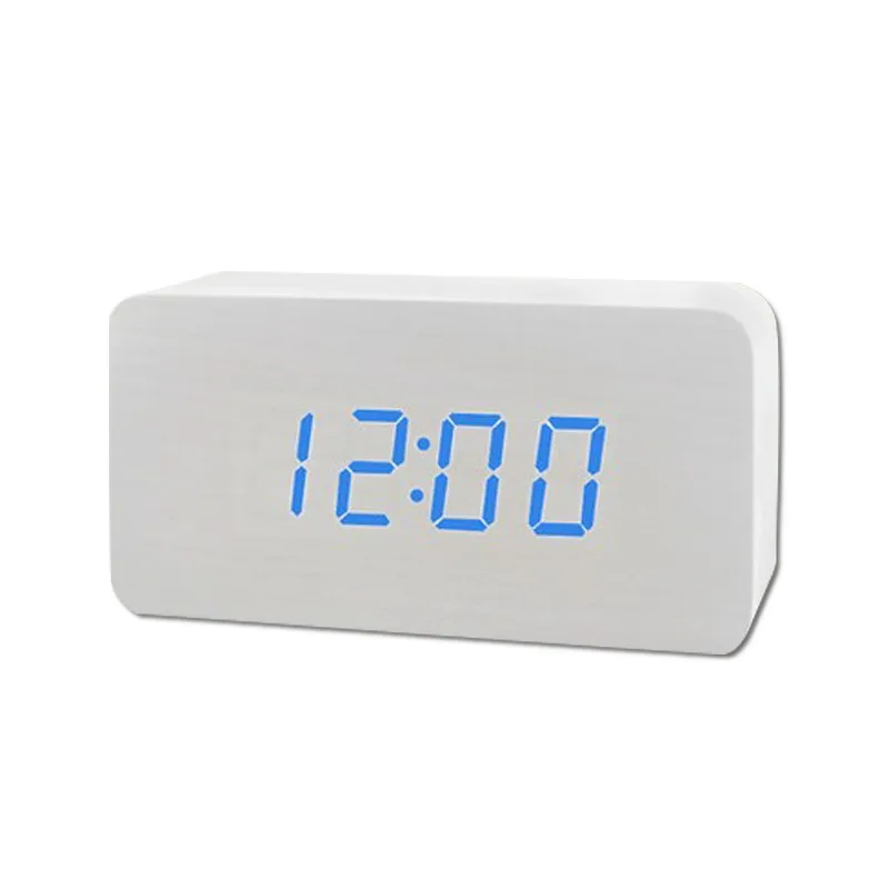 Holz LED Wecker Modern Snooze Weiß Schreibtisch Digitaluhr Für Schlafzimmer  Sound Control Elektronische Tischuhren Geburtstagsgeschenk1438290 Von 26,7  €