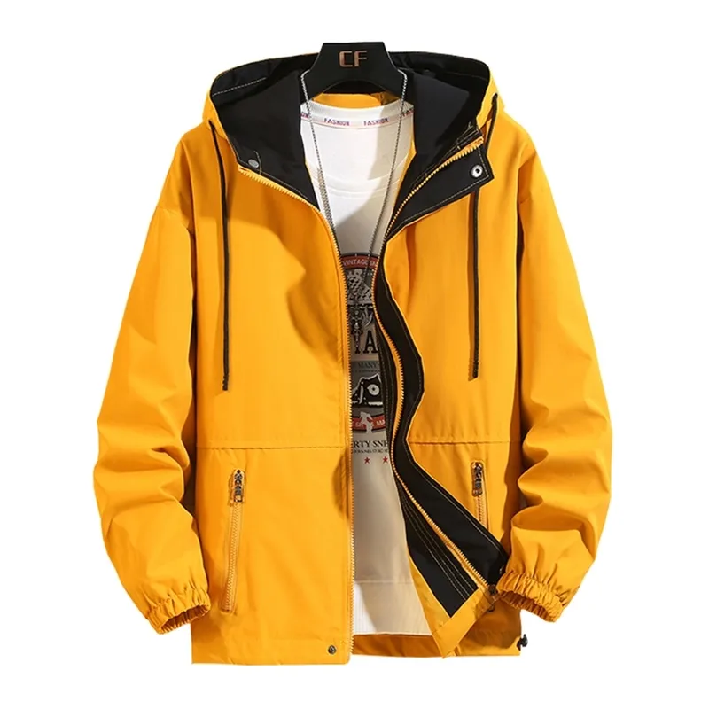 Jacka män Coat Fashion Hip Hop Windbreaker Coats Casual Loose Hooded Mens Cargo Bomber Jackor och Coats Outwear Streetwear 210927