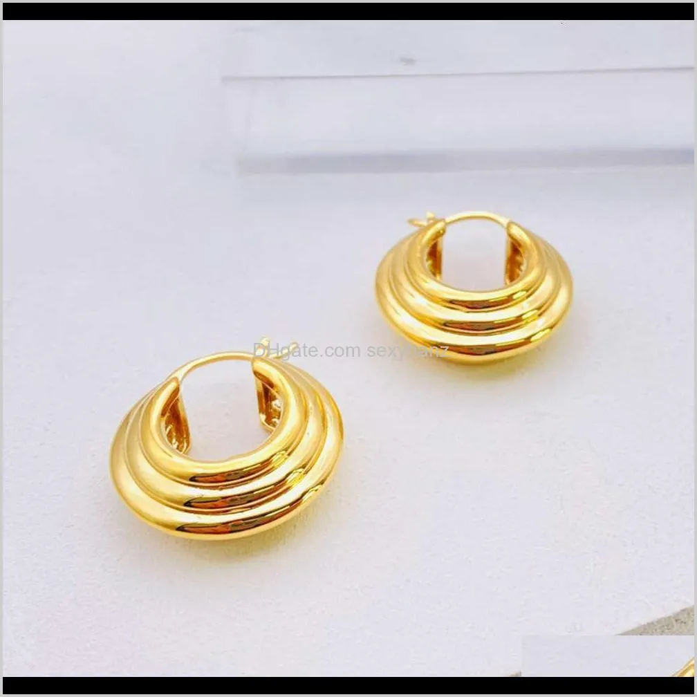 ring women`s diamond pattern simple cool wind brass electroplating 18k gold earrings products in