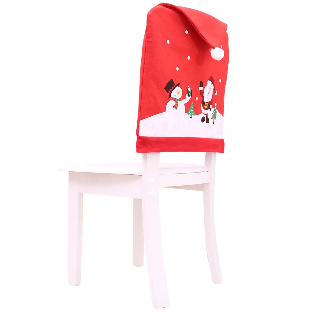 US Stock Chair Cover 2020 Top Christmas Decor Santa Claus Kitchen Table Chair Covers Christmas Holiday Home Decoration House De Chaise FY716
