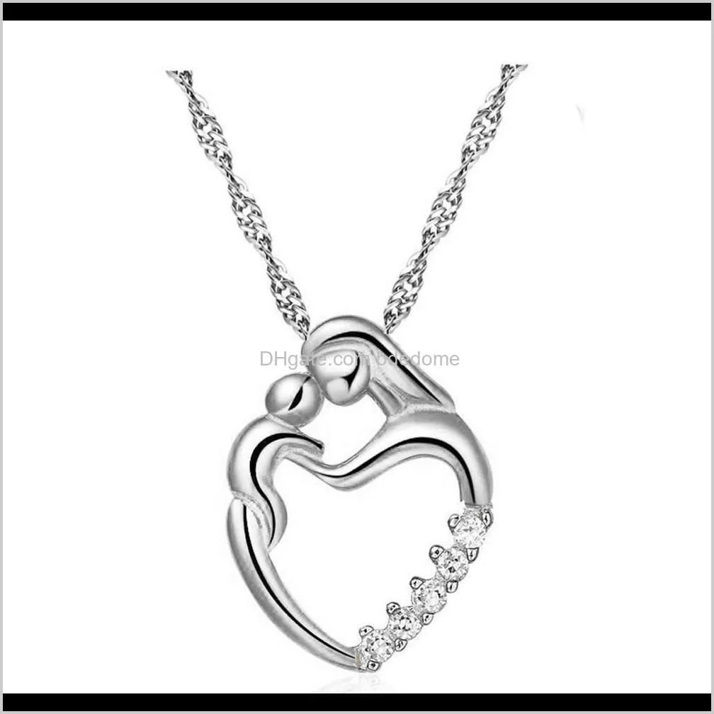 moms jewelry birthday gift for mother baby heart charm pendant mom daughter son child love mosaic cubic zircon chain necklaces