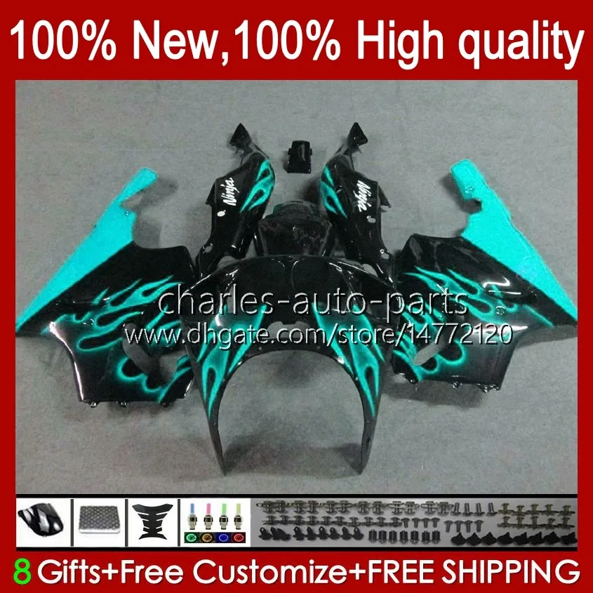 Bodywork Body For KAWASAKI NINJA ZX-750 ZX7R ZX750 ZX 7 R ZX 750 28HC.161 cyan black new ZX 7R 1996 1997 1998 1999 2000 2001 2002 2003 ZX-7R 96 97 98 99 00 01 02 03 OEM Fairing