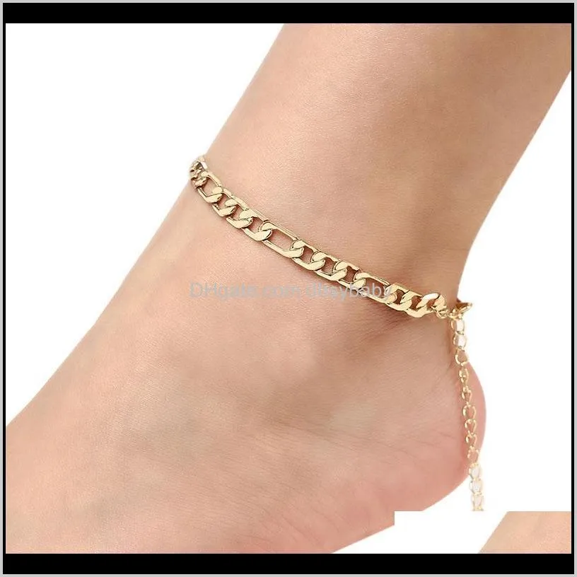 color figaro snake link chain anklet for women men ankle bracelet fashion beach accessories foot jewelry ps1211