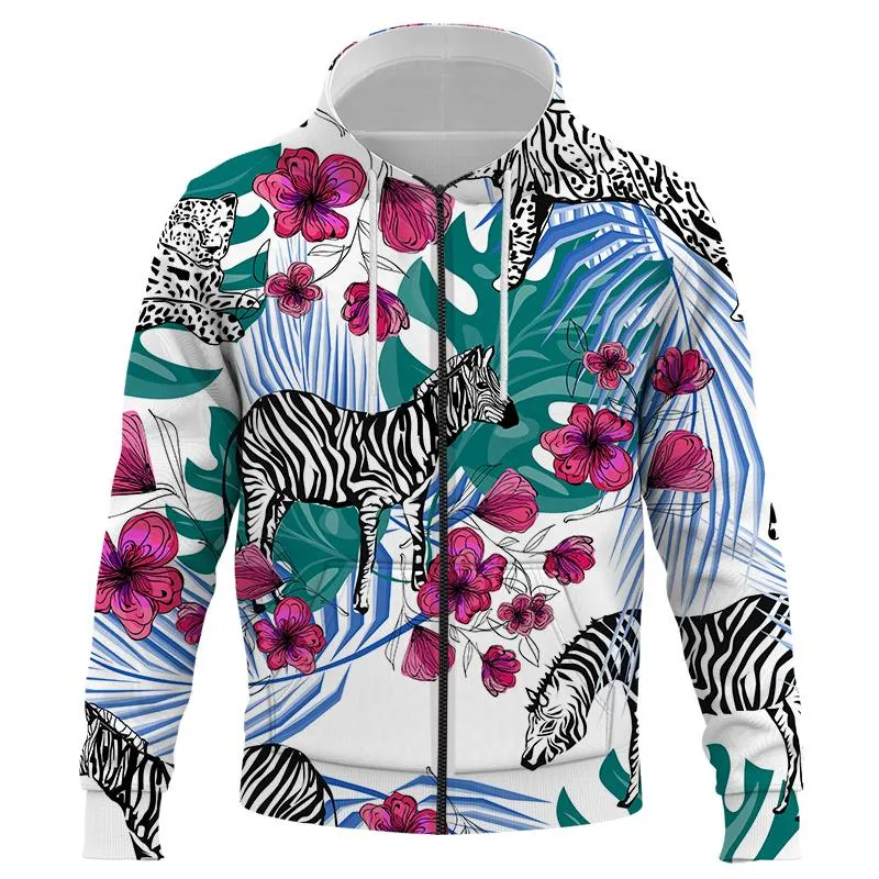 Men's Hoodies & Sweatshirts Abstract Animal Zebra Print Men Zipper Men/Women Unisex Oversized Streetwear Fashion Tops Clothing