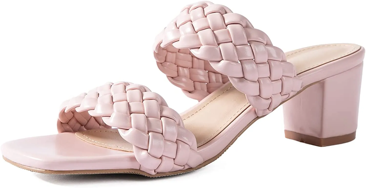 Sandales à talons hauts chaussures livraison directe vente chaude sandales d'été femmes pompes Sexy tressées bout carré sandales