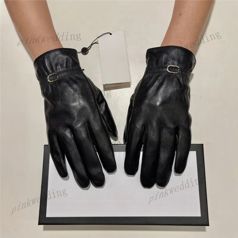 Dubbelbrev Mitten Vinter Varma Handskar Högkvalitativa Mode Black Mants Casual Sheepskin Glove För Män