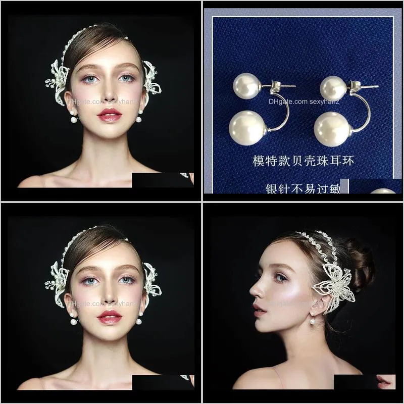 fashion pearl soft chain headband headband white butterfly headdress women accessories wedding hair accessories