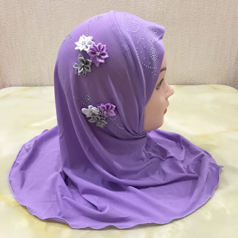 2021 muçulmano crianças meninas hijab islamic headscarf flor cachecol uma peça amira crianças ramadan oeste do leste cheio capa