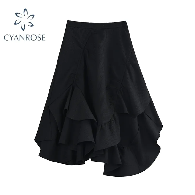 Black cascading hot sale ruffle skirt