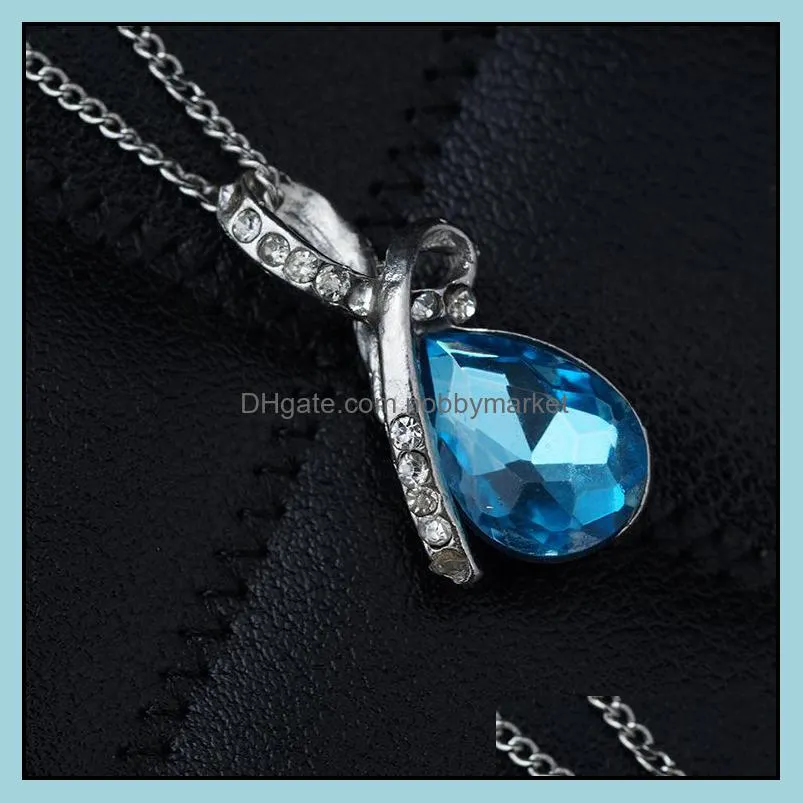 Luxury Austria Crystal Tears of Angels Necklaces Water drop shape Pendant Silver plated chains For women Fashion Jewelry Gift