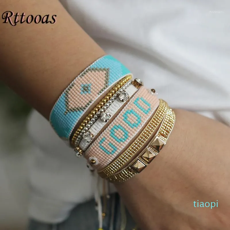 Rttooas GOOD-Letter Charm Bracelet Set Women Pulseras Mujer 2020 Vintage MIYUKI Beaded Bracelet Handmade Jewelry1