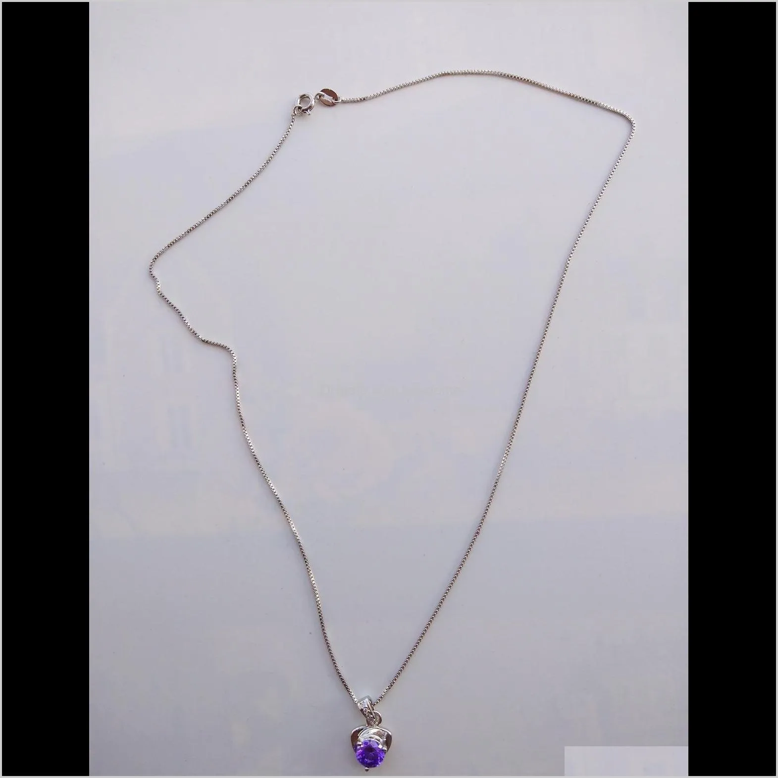 pendant necklace alloy meterial slide white purple crystal setting brass chain women necklace imitation rhodium plated confirmed color