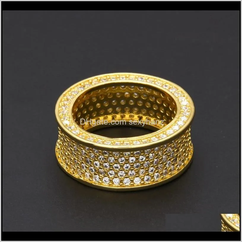 mens hip hop gold rings jewelry new fashion gemstone simulation diamond iced out rings for men