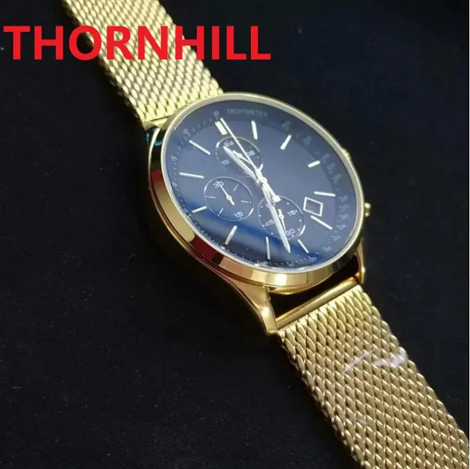 Herrenuhren, Stoppuhr, alle Zifferblätter, Quarzwerk, 42 mm Edelstahl-Mesh-Chronograph, Super Premium Sapphire, voll ausgestattete, beliebte Armbanduhren für Herren