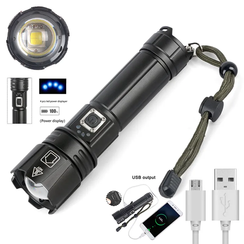 Lampe Torche Led Ultra Puissante 6000 Lumens, Xhp70.2 Lampe Torche  Rechargeable