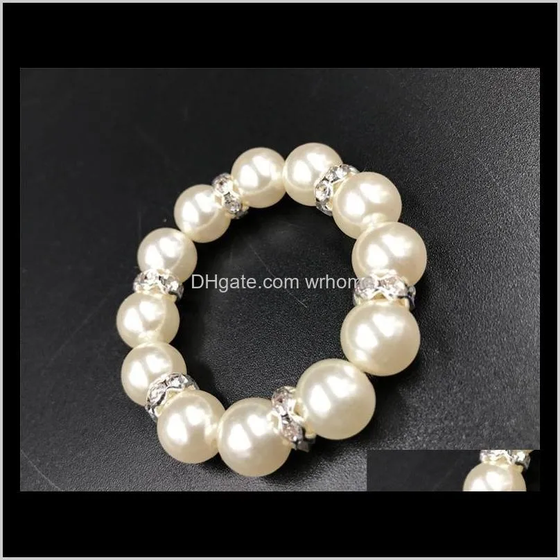 factory price white pearls rings napkin buckle for 100pcs/lot wedding reception party table decorations supplies