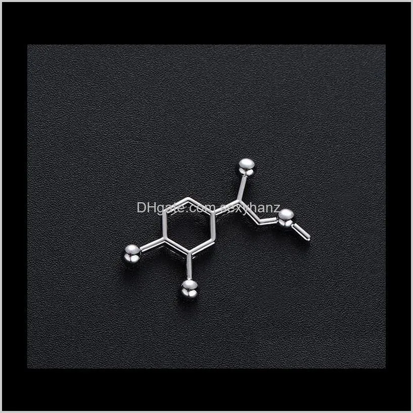 adrenaline molecule pin scinece biology teacher gold color pins metal fashion jewelry beautiful brooches women gift