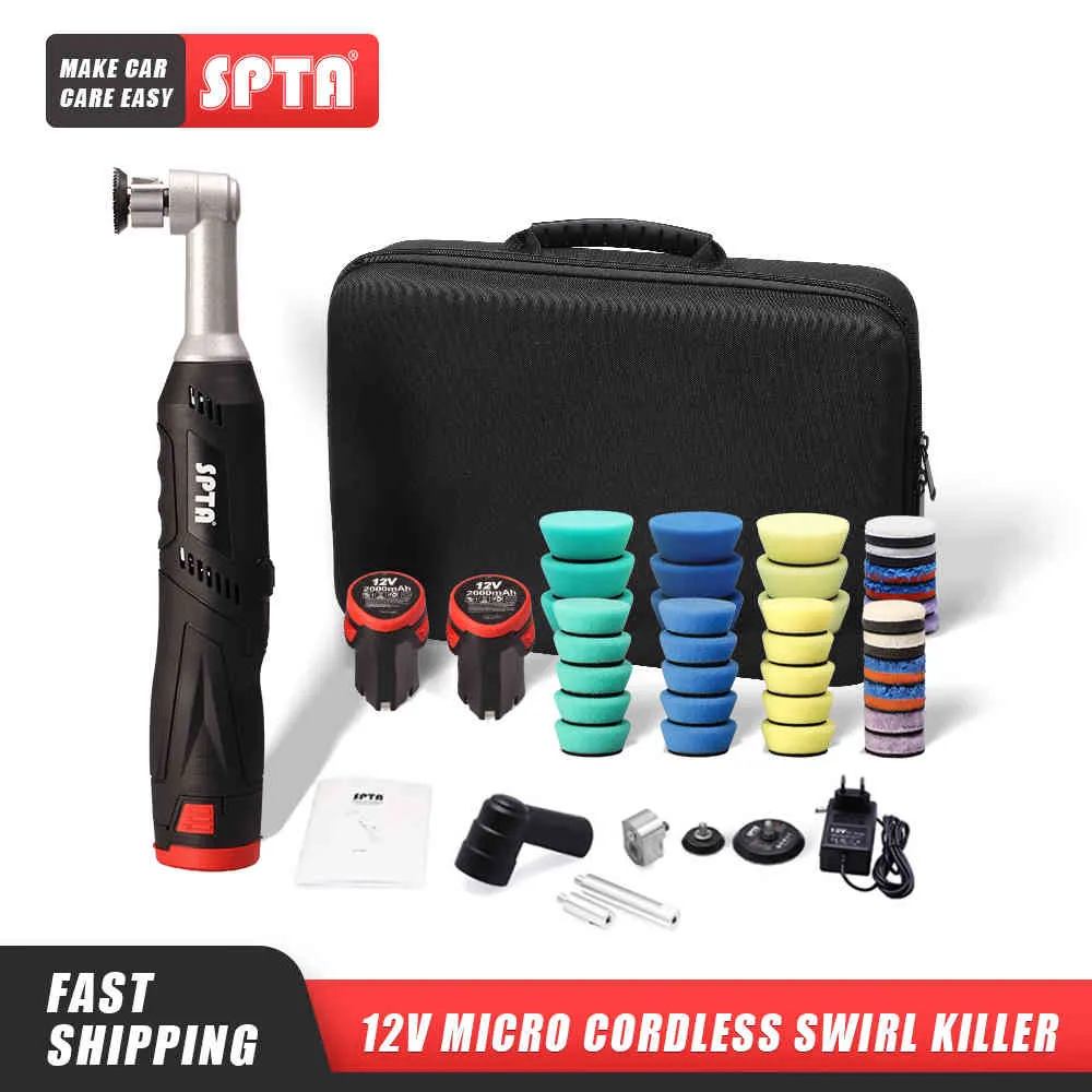 SPTA 12V Micro Cordless Wwirl Killer Mini Dual Action Car Polisher Ro / da för polering, slipning och städning