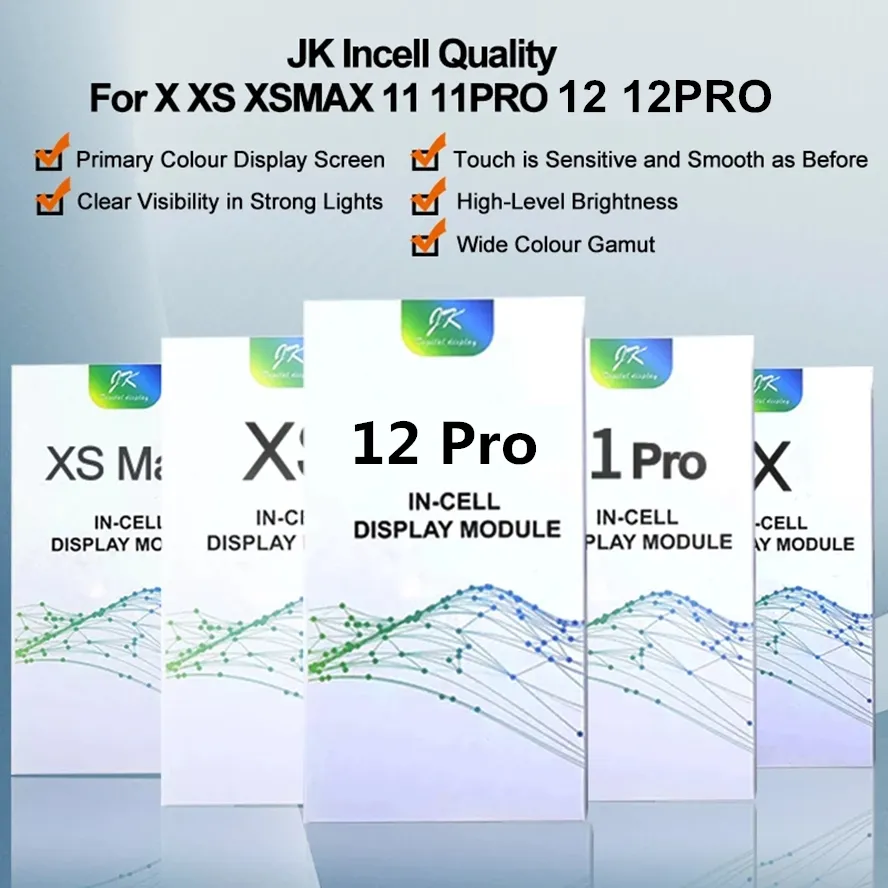 JK Series Incell OLED لوحات لمس الشاشة استبدال الشاشة المستخدمة لإصلاح الهاتف LCD الهاتف iPhone X XS Max 11 12 Pro
