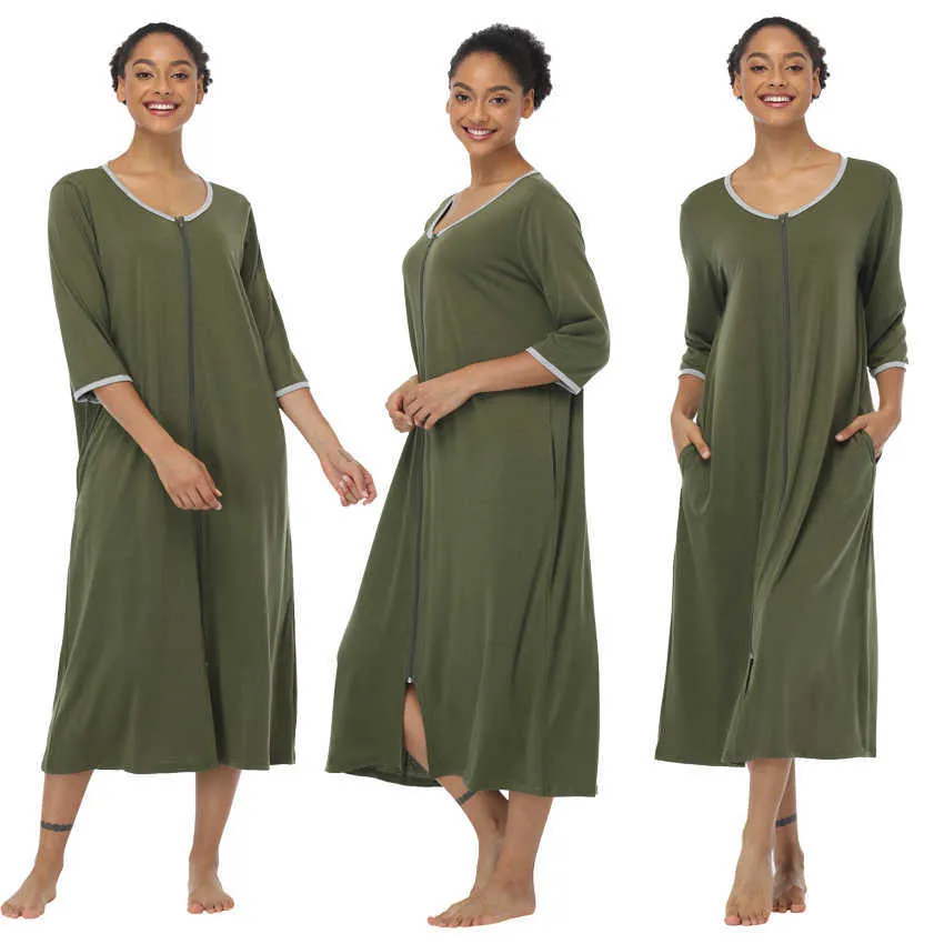 Long housecoats with zipper cheap