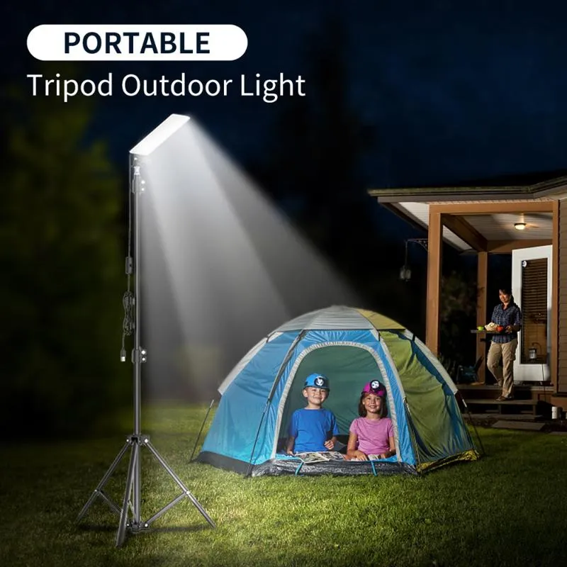 Luz de acampamento ao ar livre portátil led brilhante ajustável usb recarregável tripé suporte trabalho para piquenique lanternas255e