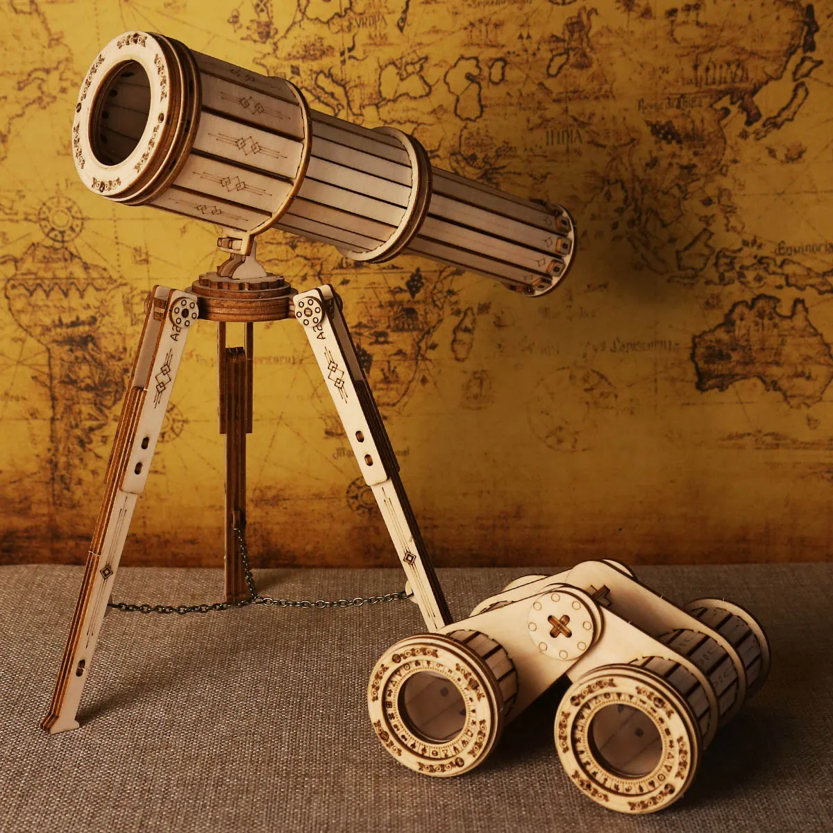 Monocular Binóculos Telescópio 3D Puzzle De Madeira Pirata Spyglass Educacional DIY Jogo de Madeira Construir Montar Brinquedo Para Crianças Adultos