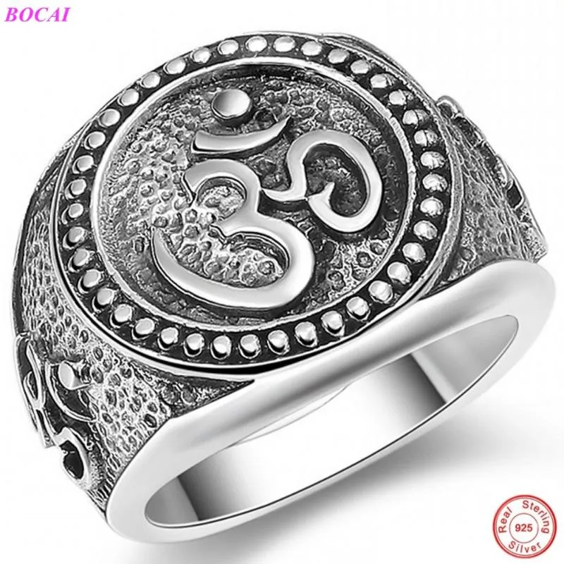 Cluster Rings S925 Sterling Silver Ring Men's Buddhism Closed Forefinger 2021 Fashion Thai Antique Jewelry For Men