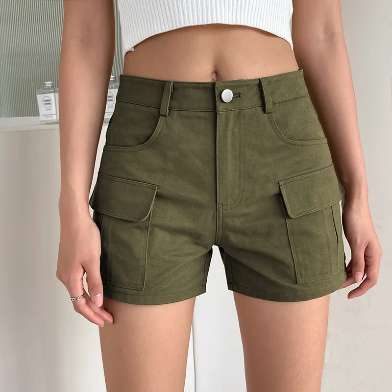 Koreaanse stijl hoge taille shorts voor meisjes zomer dameskleding mode vrouwelijke harajuku fitness cargo shorts streetwear 210415