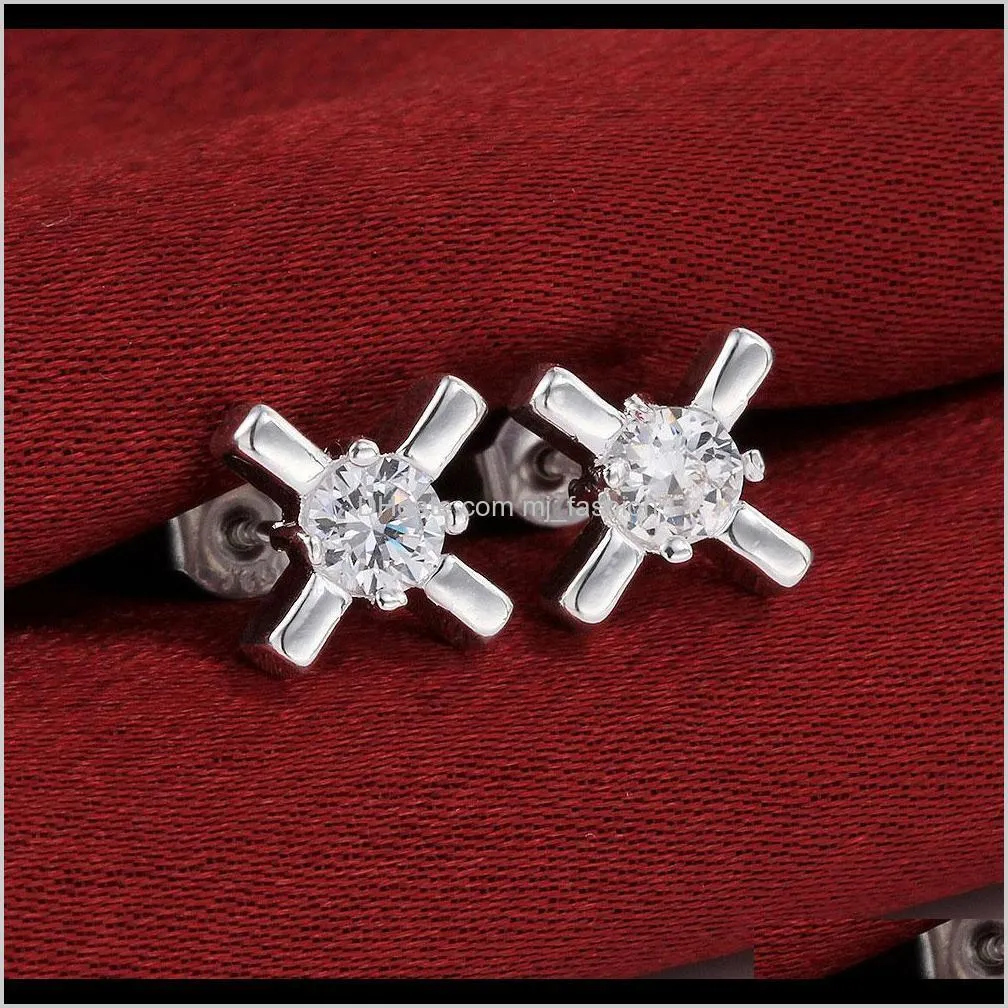 earrings geometric stud earrings silver plating girls ear jewelry rhinestone wedding stud brincos ps0015