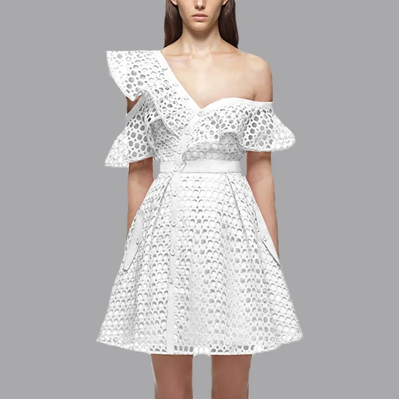 white by vera wang asymmetric pleats wedding dress Asymmetric Neck Dress