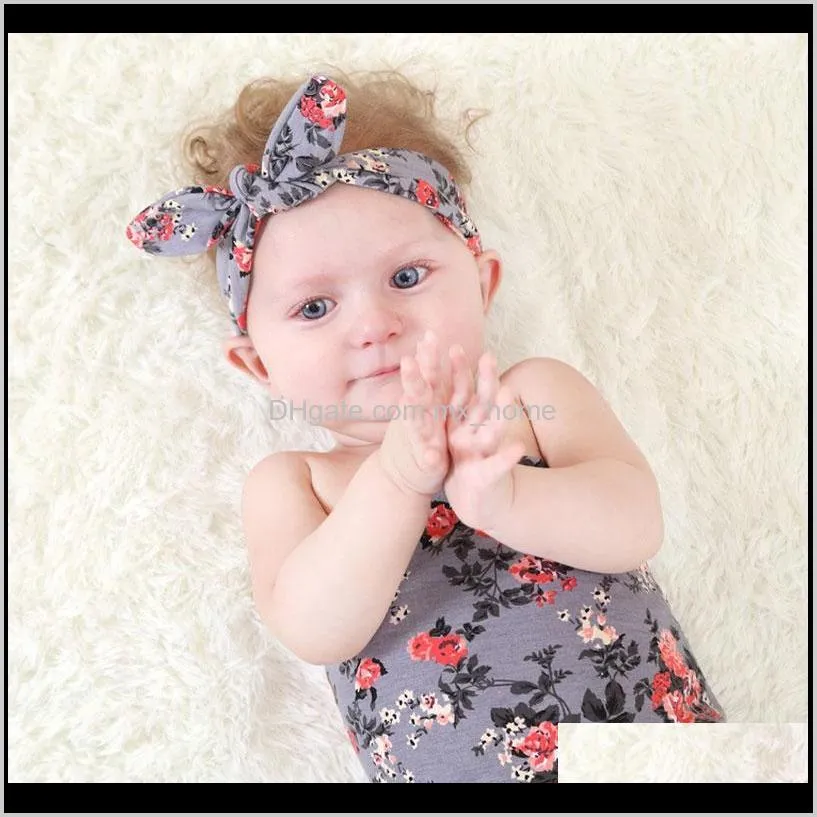 newborn baby swaddle wrap blanket set infant kids flower floral print cloth knot bow cap headbands shipping