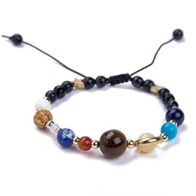 Universe Galaxy Eight Planets Bead Bracelet Solar System Moon Star Natural Stone Strands Bangle  Oil Diffuser Jewelry Drop Shipping