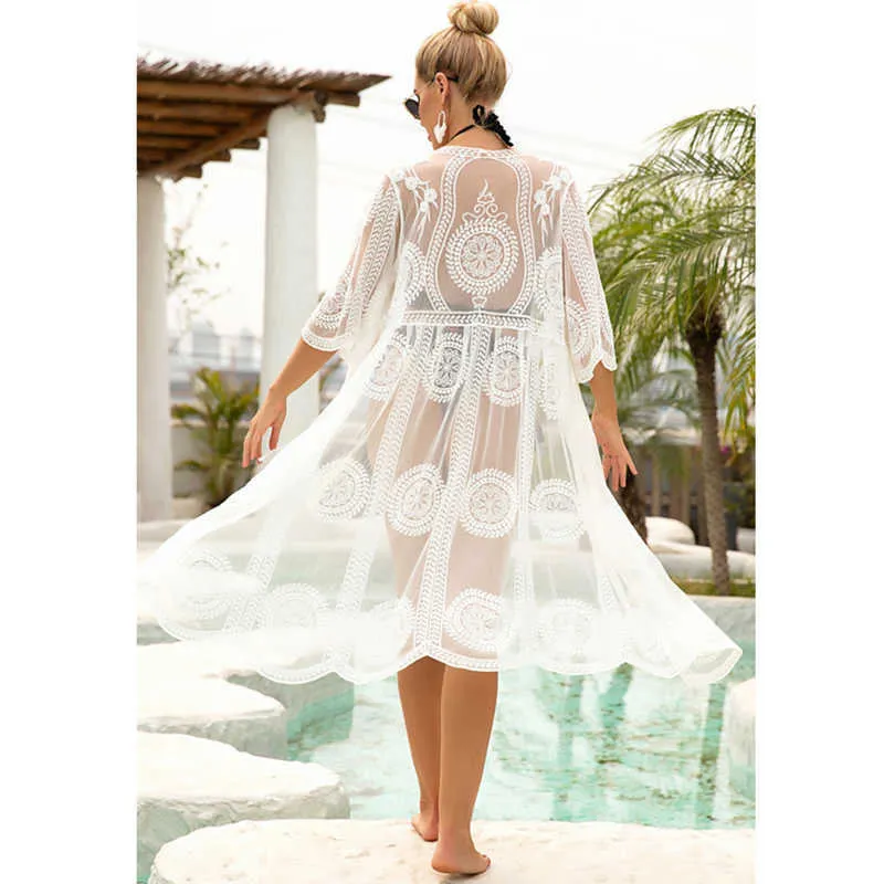Dqdq women's lace cardigan on sale cover ups beachwear cotton
