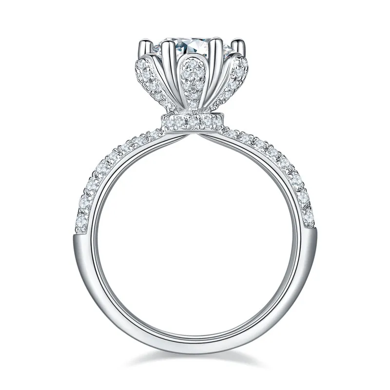 BOEYCJR 925 Bocciolo di fiore 1.5ct / 2ct / 3ct F colore Moissanite VVS Fidanzamento Wedding Diamond Ring certificato nazionale per le donne