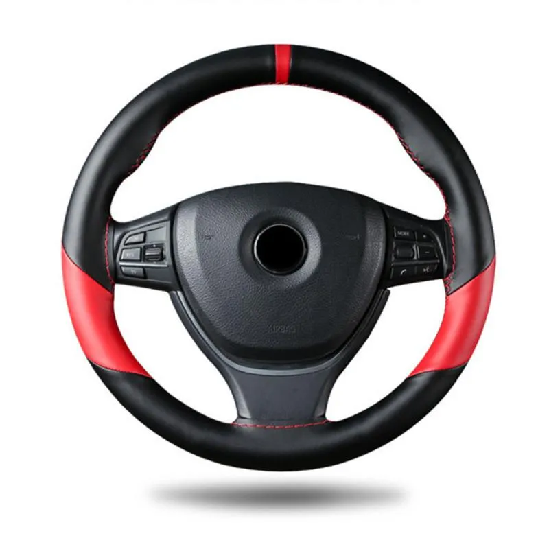 Steering Wheel Covers 38 Cm Four Seasons Universal Microfiber Leather Sports Wind Anti-skid Wear-resistant Hand-sewn Cover Auto Parts