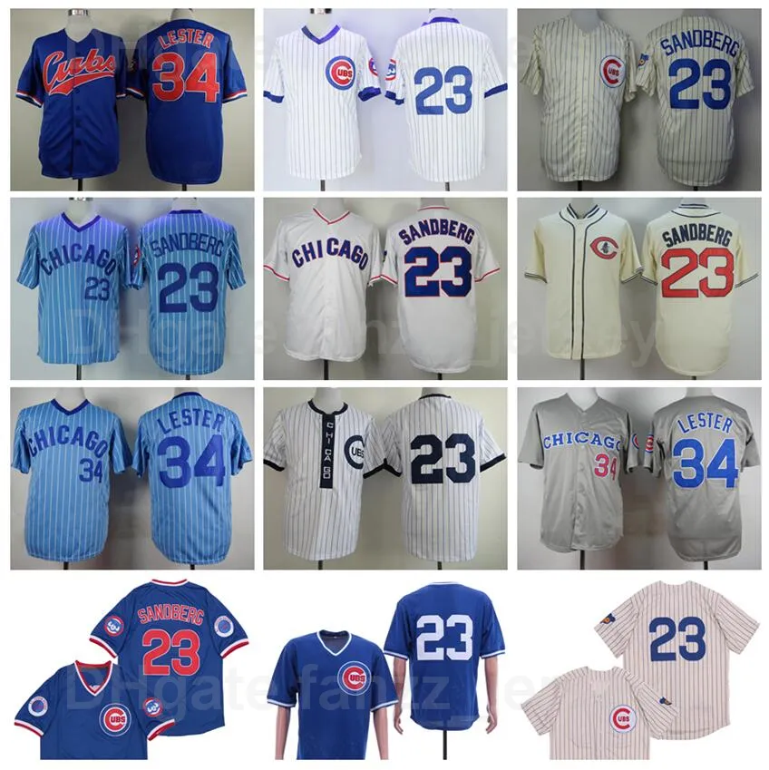 Vintage Baseball 23 Ryne Sandberg Retro Jersey Uomo 34 Jon Lester ...