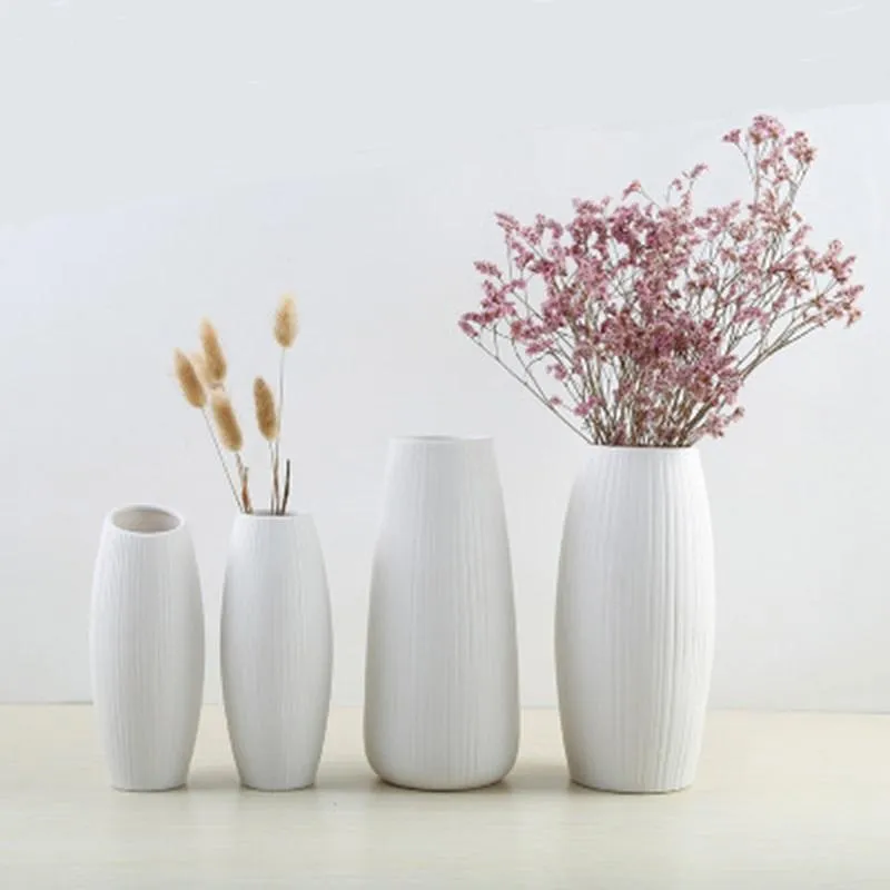 Jarrones de cerámica blanca, botella decorativa, flores secas, adornos florales innovadores para decoración del hogar FPing